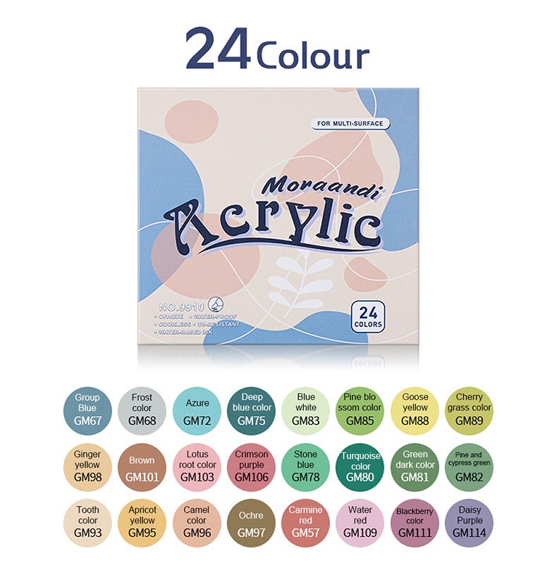 24 colors-Acrylic Coloring Marker Morandi Bullet Tip 