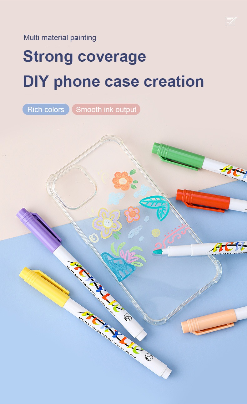 strong coverage diy phone case creation-Acrylic Coloring Marker Morandi Bullet Tip 