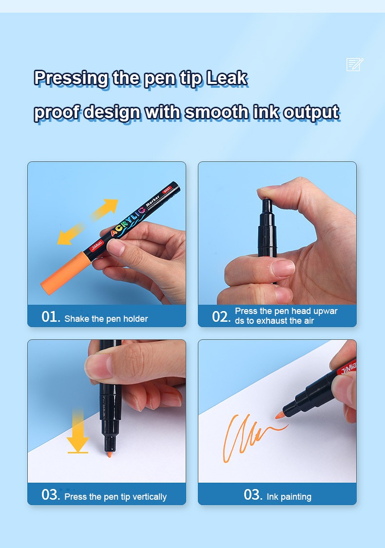 pressing the pen tip leak proof design with smooth ink output-Acrylic Coloring Marker Pen