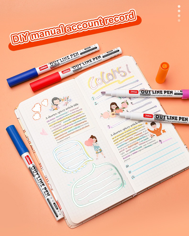 Diy manual account record-Contour Coloring Marker Pen