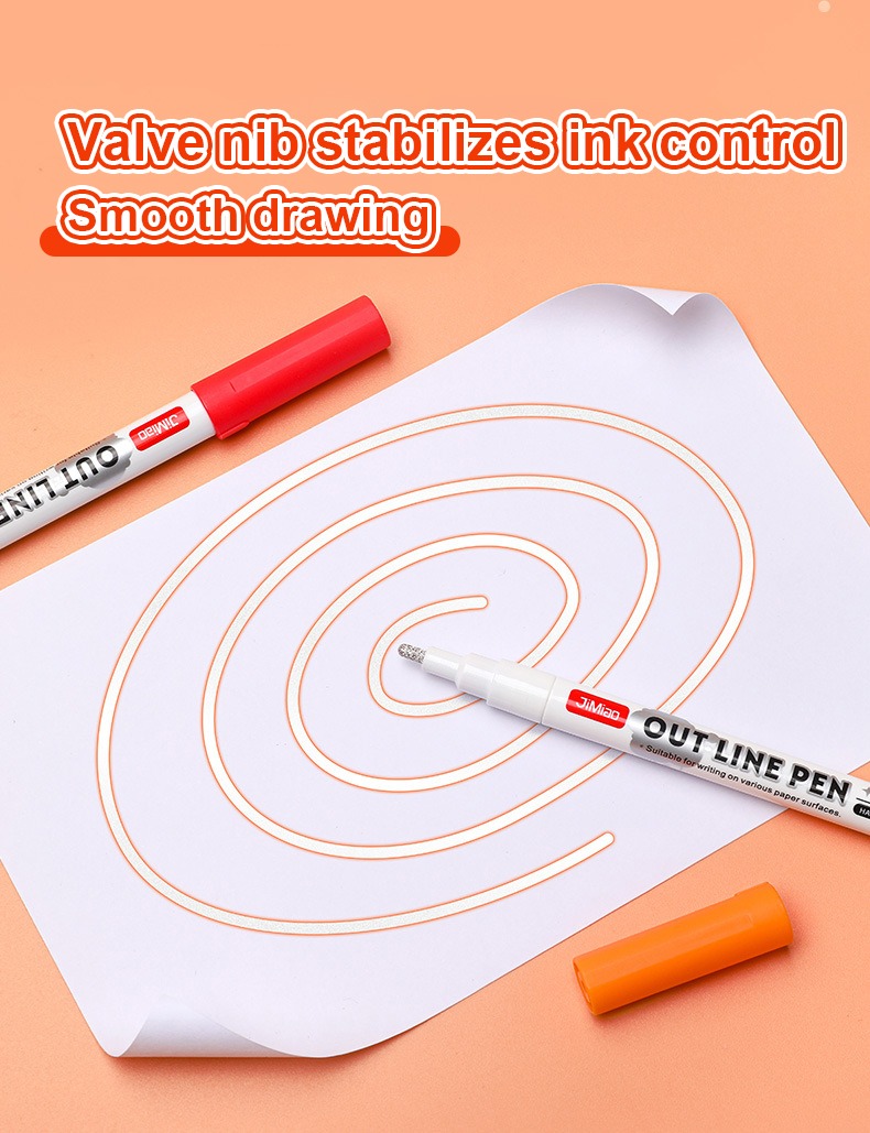 valve nib stabilizes ink control smooth drawing-Contour Coloring Marker Pen