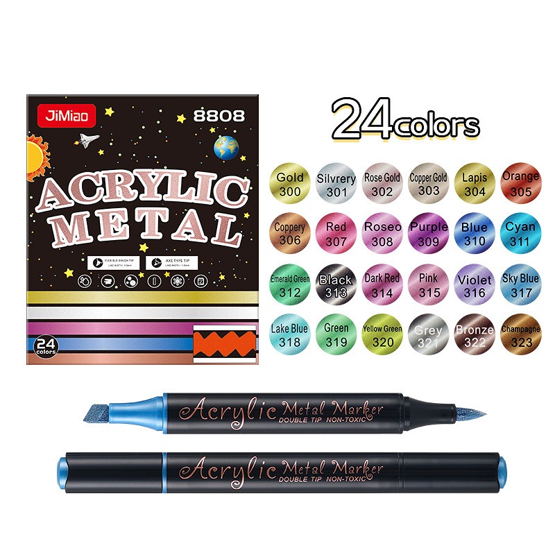 Double-headed Metal Acrylic Marker Pen