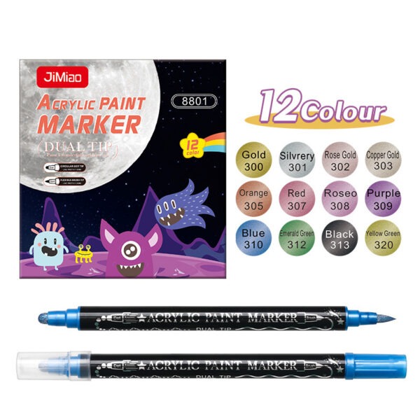 Double-Headed Acrylic Metal Coloring Marker Pen