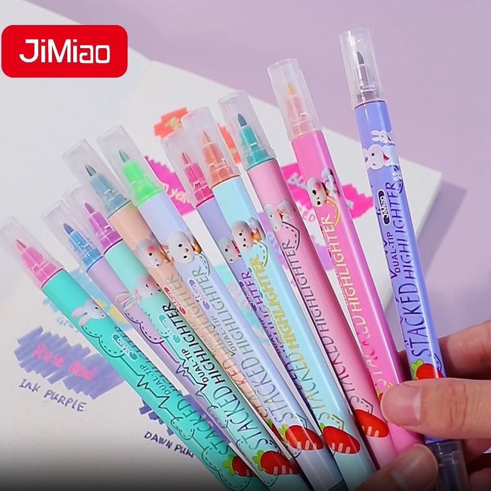 JiMiao Double-headed Coloring Highlighter Markers Pen Set