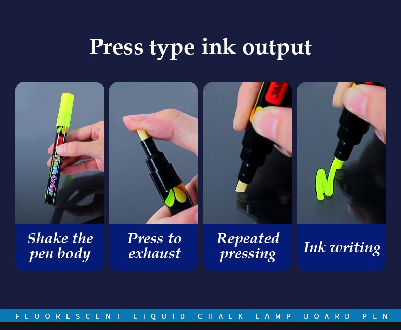 press type ink output-8pcs Liquid Chalk Led Fluorescent Board Special Coloring Marker Pen